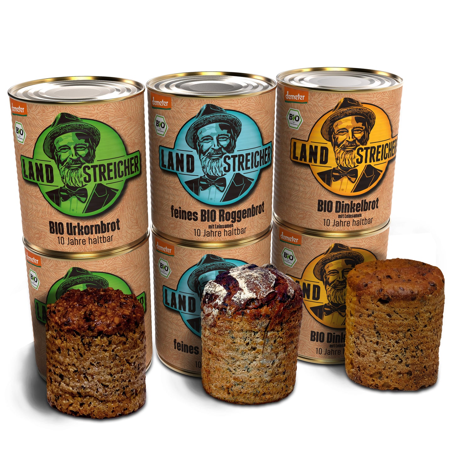 Demeter BIO Probierpaket: 2x Feines Roggenbrot - 2x Dinkelbrot - 2x Urkornbrot