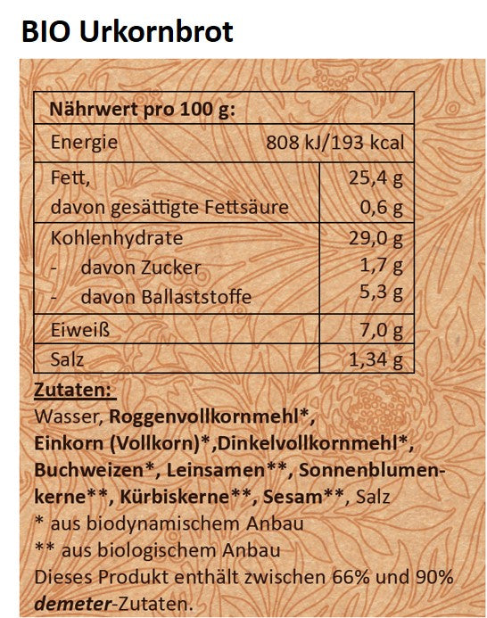 6 x Demeter BIO Urkornbrot | ca. 500g je Dose