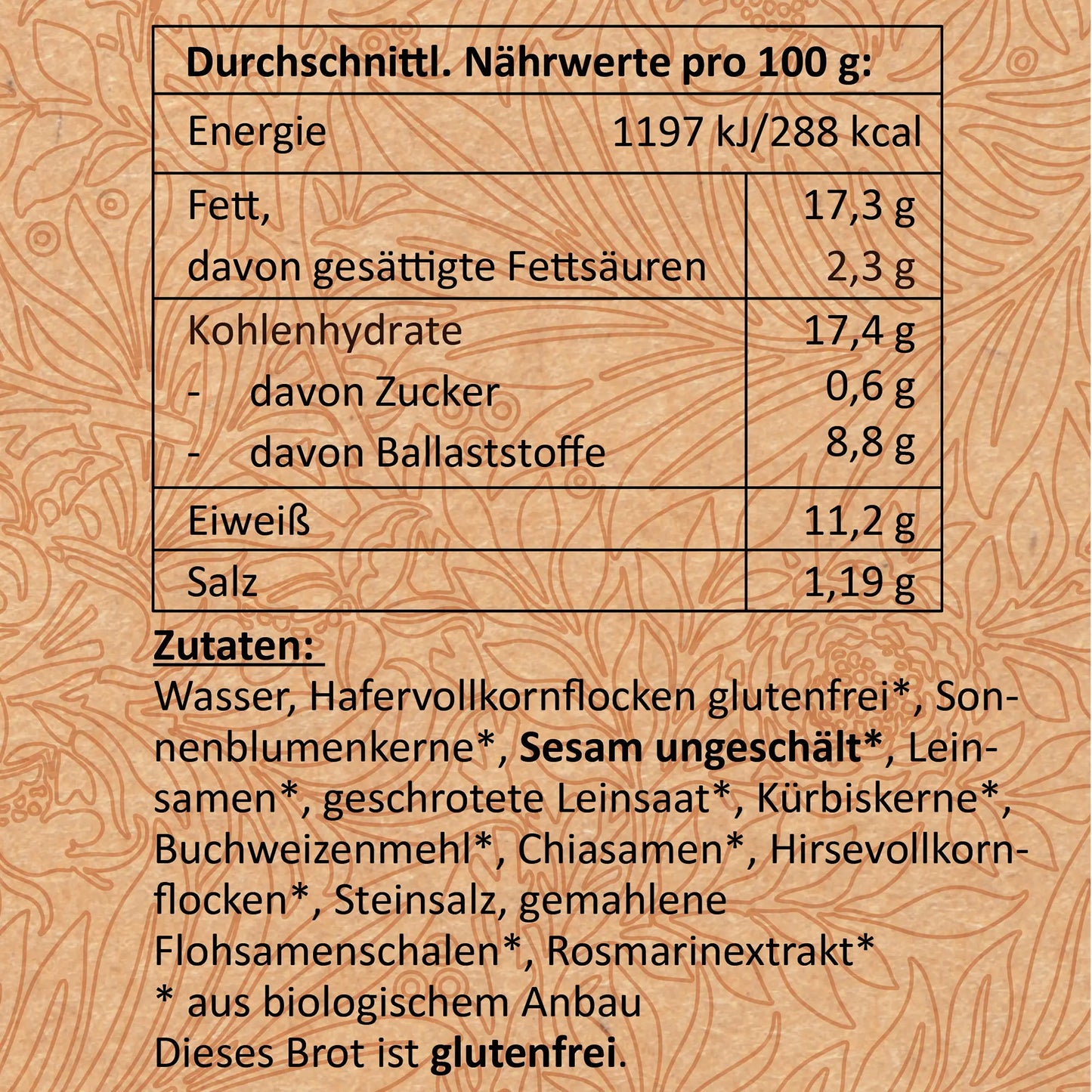 6 x BIO Saatenbrot glutenfrei | ca. 600g je Dose