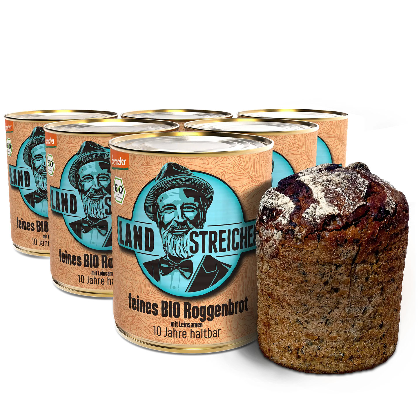 6 x Feines Demeter BIO Roggenbrot | ca. 400g je Dose